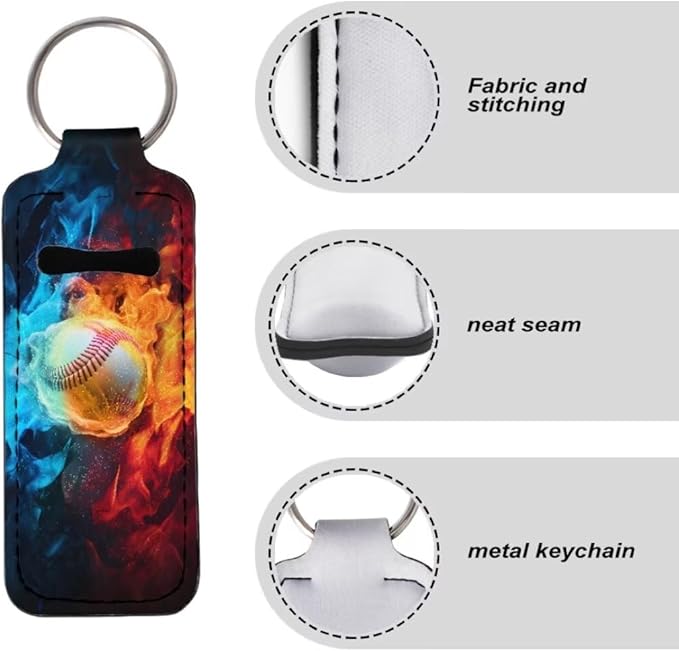 Horeset Burning Football Novelty Chapstick Holder Keychain Slim Burning