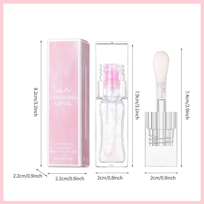 Erinde Magic Color Changing Lip Oil, Moisturizing Lip