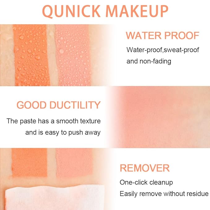 evpct 2Pcs Shimmer Orange Cream Blush Stick for