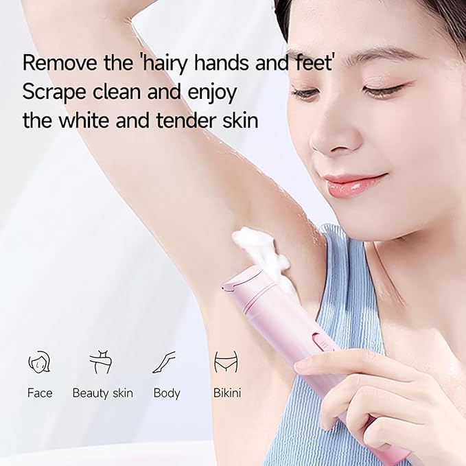 New Electric Bikini Trimmers for Women, Travel Razors, Glowhave Double Headed Shaver, Body Hair Trimmer, Rechargeable Painless Professional Shaver, Suitable for Underarms, Legs, Arms,Face (Pink)