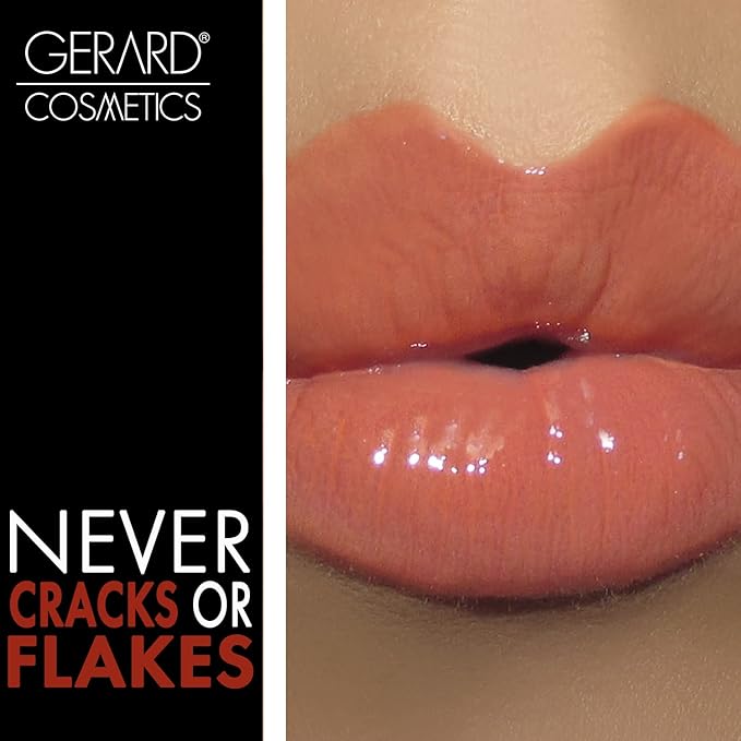 Gerard Cosmetics Color Your Smile Lip Gloss Salmon, Super Pigmented Peach Lip Gloss with LED Light and Mirror, Shiny Finish, Hydrating Liquid Peach Lipstick, Cruelty Free and Made in USA