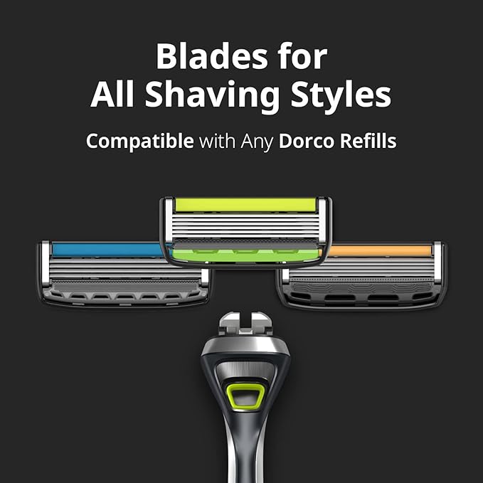 Dorco Pace 5 Pro Razors- Shaving System For Men with Trimmer - 1 Handle + 9 Cartridge Set