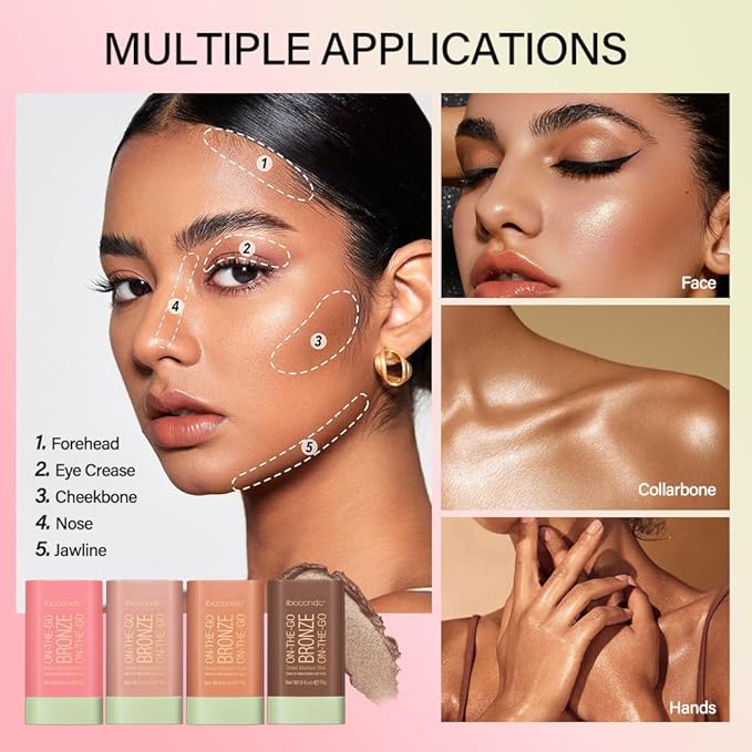 Multi-Use On The Go Bronzer Stick, Cream Contour Soft Glow)