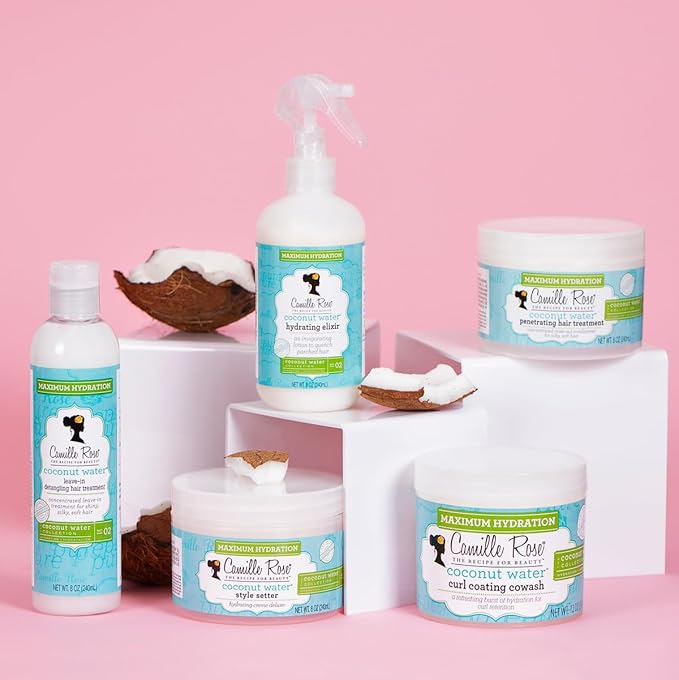 Camille Rose Coconut Water Curl Conditioner with Natural Coconut, Rosemary, & Castor Oils to Hydrate and Detangle, for Curly & Coily Hair Types, 12 oz