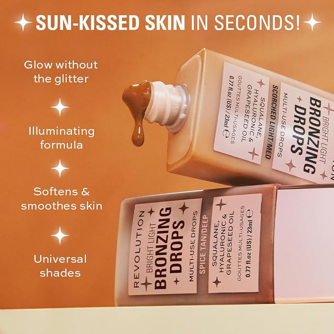 Revolution, Bright Light Glow Blush Drops, Builable Liquid Blush for Face, Infused with Hyaluronic Acid, Vegan & Cruelty-Free, Pink Rosie, 0.77 fl oz