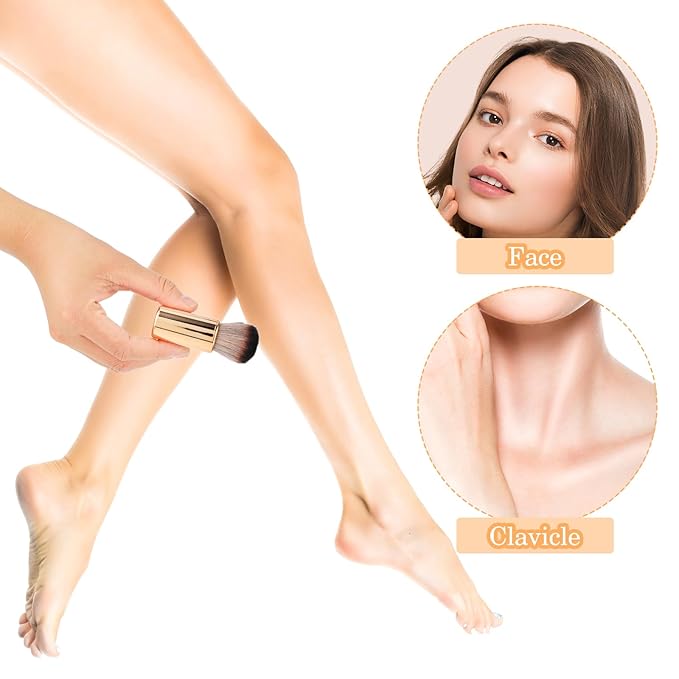 Self Tan Brush Soft Body Makeup Brush Portable Self Tanning Brush Self Tanner Face Brush Kabuki Foundation Brush for Body & Leg Makeup(Rose Gold)