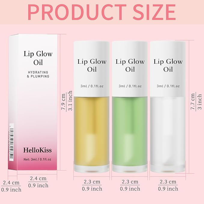 Hellokiss 3Pcs Lip Glow Oil,Moisturizing Lip