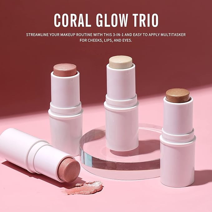 KIMUSE Multi Stick Trio Face Makeup, Cream Blush All Skin