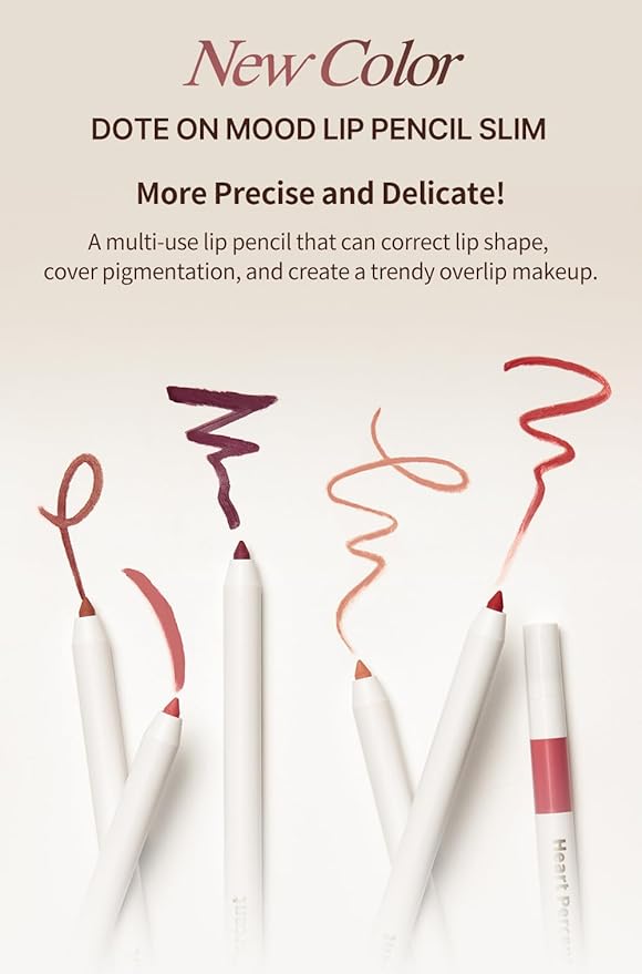 Heart Percent Dote On Mood Lip Pencil Slim, Defines and Fills Creamy Lip Liner Retractable Lipstick Pencil with Built-In Sharpener, 14. Calm Pink