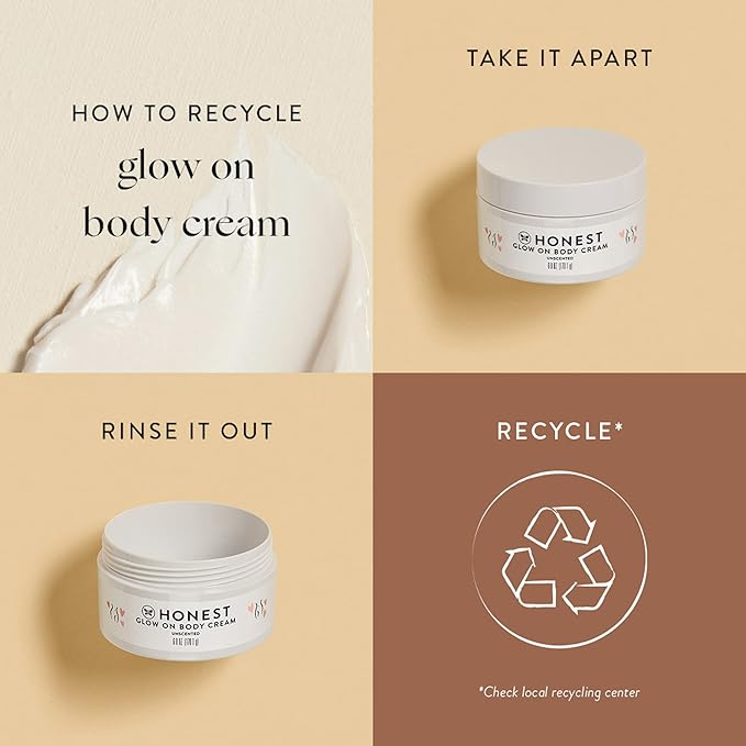 The Honest Company Honest Mama Glow On Body Cream | Hydrates, Firms, + Tightens Skin | Shea Butter, Avocado Oil, Vitamin E | 6 oz