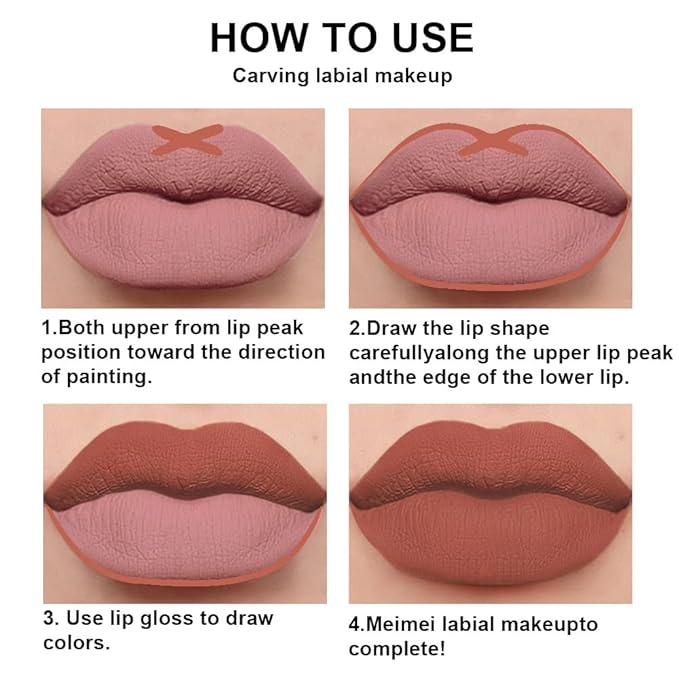 evpct 2Pcs Reddish Brown Neutral Color Lip Liner and Matte Lipstick Makeup Sets Vegan Lipstick Lip Liner and Gloss Set Lip Stain Long Lasting Waterproof 24 33#