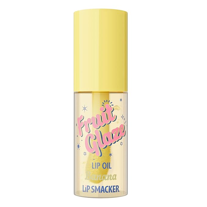 Lip Smacker Fruit Glaze Lip Oil, Ultra-Hydrating & Moisturizing with High-Shine Finish, Plush Applicator for Effortless Glide, Delicious Non-Sticky Flavor - Banana