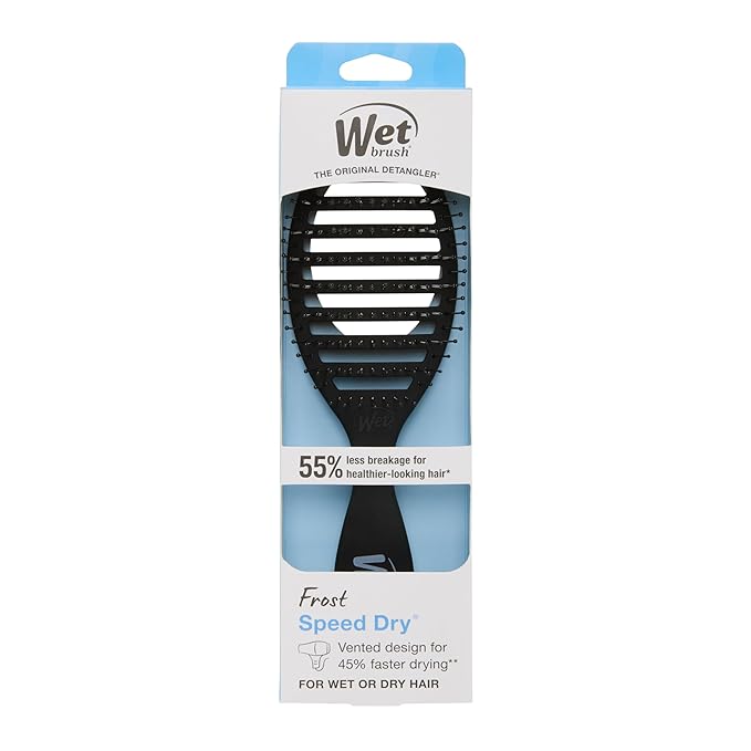 Wet Brush Speed Dry Hair Brush, Black Frost - Vented Design & Soft HeatFlex Bristles Are Blow Dry Safe - Ergonomic Handle Manages Tangles - Pain-Free Hair Accessories