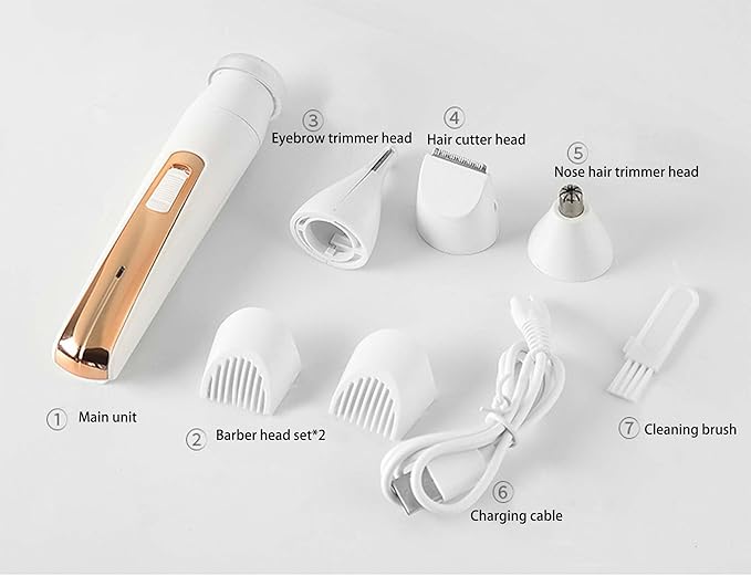 Womens Electric Razor, Face Shaver, Facial Hair Remover, Electric Bikini Trimmers for Legs, Travel Razor for Eyebrow Ear Nose Hair Lip Beard Armpit (Gold 4 in 1