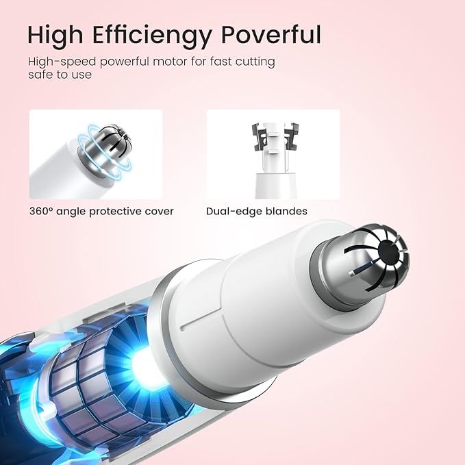 Nose Hair Trimmer for Women - 2 in 1 Professional Painless Eyebrow and Facial Hair Trimmer for Men and Women, USB Rechargeable Trimmer Double Edged Blades Easy to Clean, White