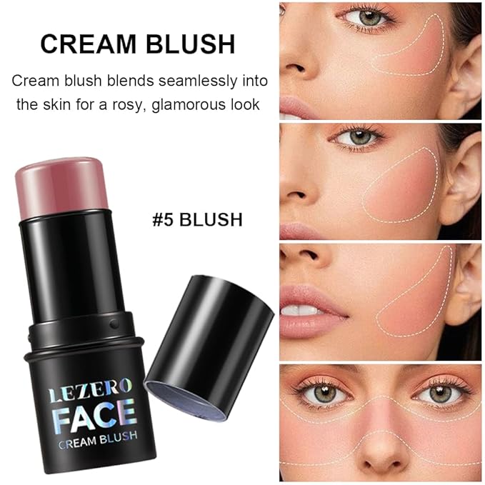 Blush Stick, Multi-use Blush Stick for Cheeks, Eyes, Lips, Silky Creamy Face Stick for Old Women & Mature Skin, Blendable and Buildable Color, Long Lasting Waterproof Non-greasy Formula (#19, Blush)