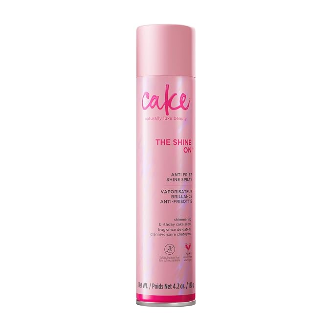 Cake Beauty Anti Frizz Shine Spray, The Shine On - Blocks Humidity for Smooth, Frizz Free, Shiny Hair - Safflower, Sweet Almond, Moringa & Argan Oil - For All Hair Types - 4.2 Oz