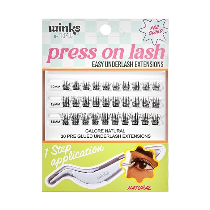Ardell Winks Press On Eyelash Extensions, Natural - DIY Lash Clusters, 30 Individual Lashes, Natural Look Lashes with Applicator, 1 Pack