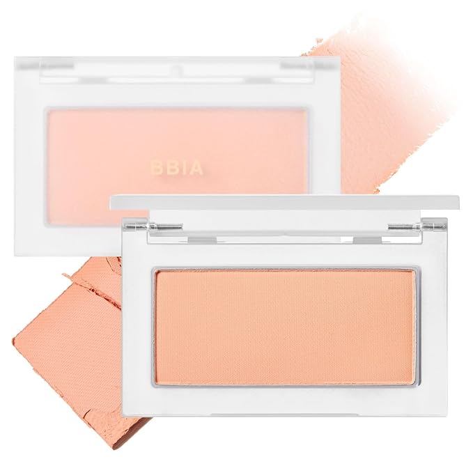 BBIA Ready To Wear Powder Cheek Blush 3 Color β Buildable & Blendable Soft Blush for Cheeks, Matte & Shimmery Finish, Lightweight, Long-Lasting, Vegan, Korea Face Makeup, 0.19oz (03 POWDER APRICOT)