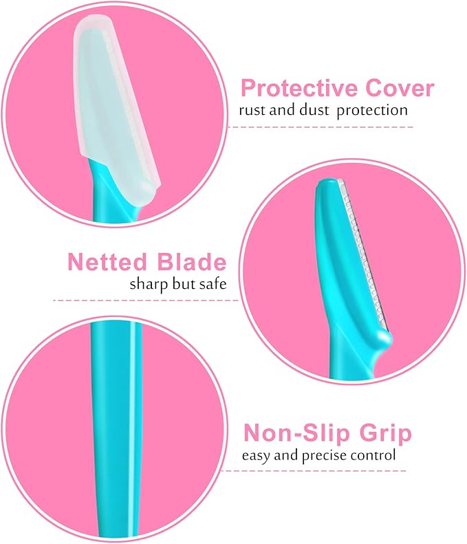 21 Pcs Eyebrow Razor, Multipurpose Exfoliating Dermaplaning Tool for Face, Facial and Eyebrow Shaper with Precision Cover for Women Men, Easy to Use