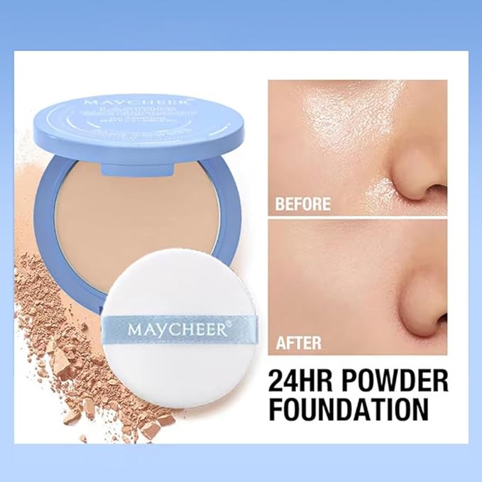 LAMUSELAND Pressed Powder Compact, Oil Control Brighten Skin Girls (JG05)