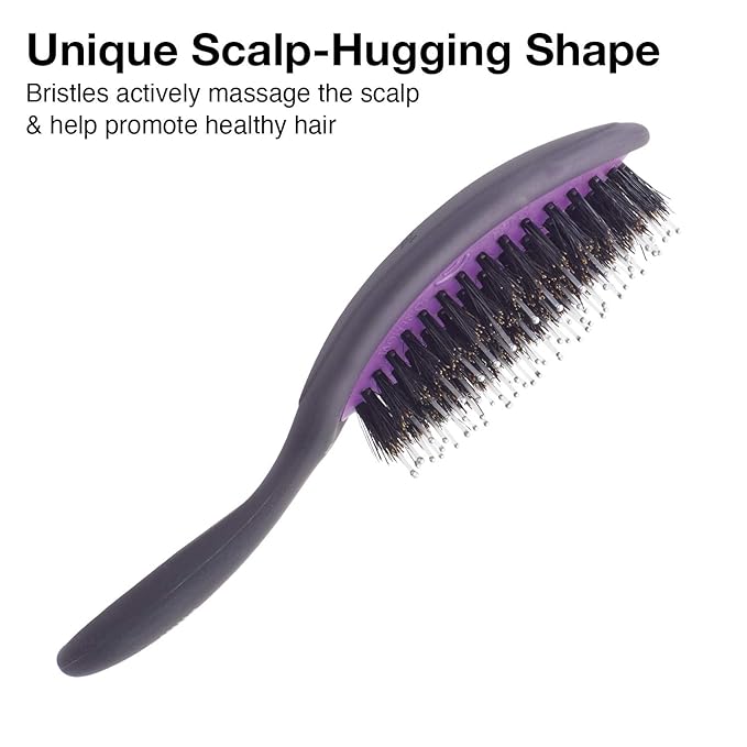 Olivia Garden OG Brush Styler, To Smooth and add Shine, All hair Types, pocket-size, perfect for travel, removable cushion, scalp hugging shape massages the scalp, for women, men and children, Black