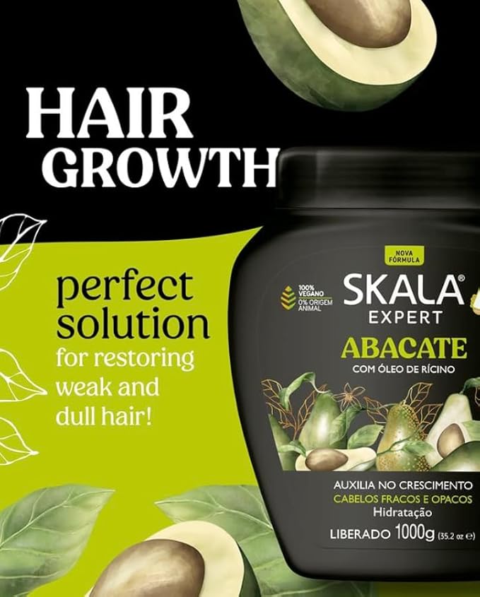 SKALA Avocado Hair Cream Hair Treatment Conditioning (1000g) - Imported from Brazil