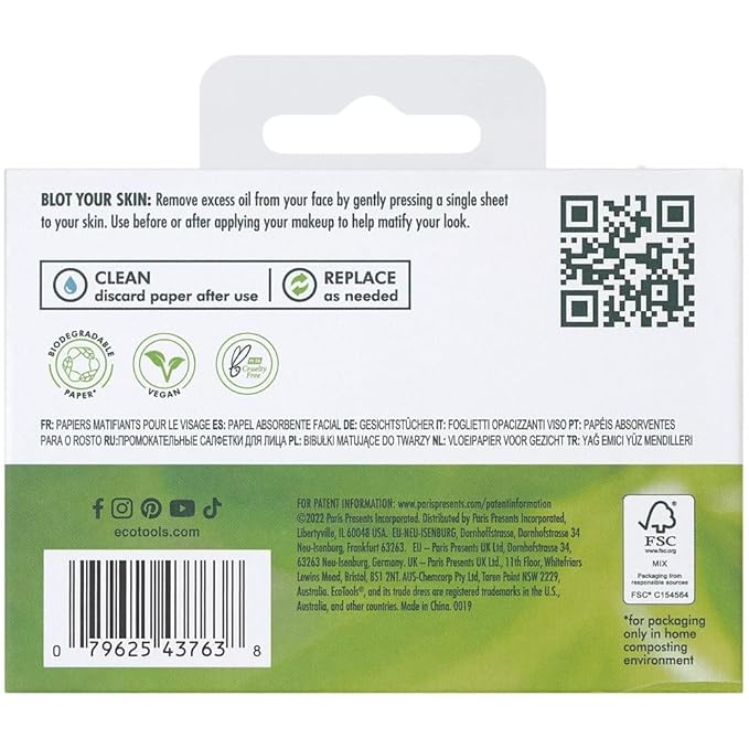 EcoTools Natural Oil Absorbing Facial Blotting Papers, Plant-Based Sheet Count