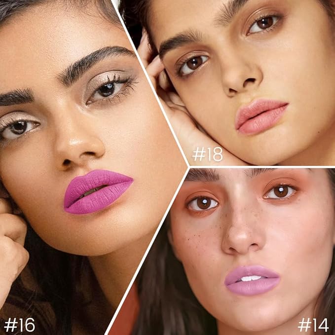 evpct 3Pcs Violet Rose Nude Pink Matte Long Lasting Wear Lip Liner Pencils Makeup Set for Shaping & Sculpting Lips, No Transfer Waterproof Pigmented Lip Liner Crayon lipliners Lipstick Pencil 14+16+18