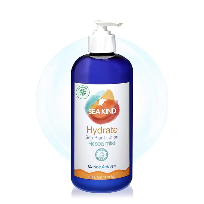 All Natural Hydrate Sea Mist Sea Plant Hand and Body Lotion for Women and Men, Essential Oil Scent, 16 Fl Oz, Non Comedogenic, Vegan Moisturizer for Dry and Sensitive Skin, No Parabens
