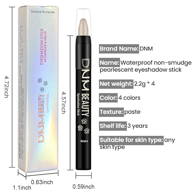 evpct 4Pcs Cream Eye Shadow Brightener Sticks Set for Eyes, Light Khaki Bronze Desert Beige Gold Shimmer Metallic Eyeshadow Pencil Applicator Stick Palette Makeup Waterproof sombras en crema para ojos
