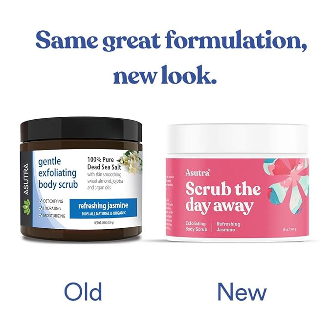 ASUTRA Dead Sea Salt Essential Oil Body Scrub Exfoliator (Refreshing Jasmine), 16 oz - Ultra Hydrating, Gentle, & Moisturizing - Coconut, Jasmine, and Frankincense Oils