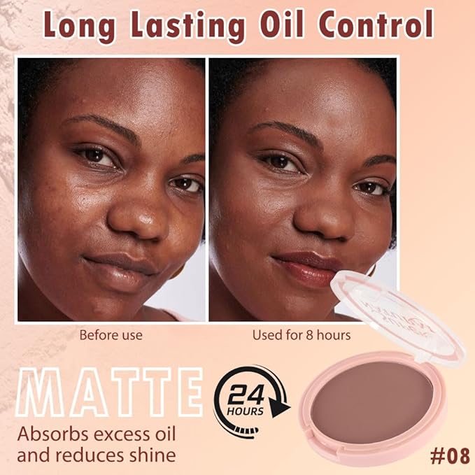 Oil Control Face Pressed Powder, Matte powder setting 1 Pcs)