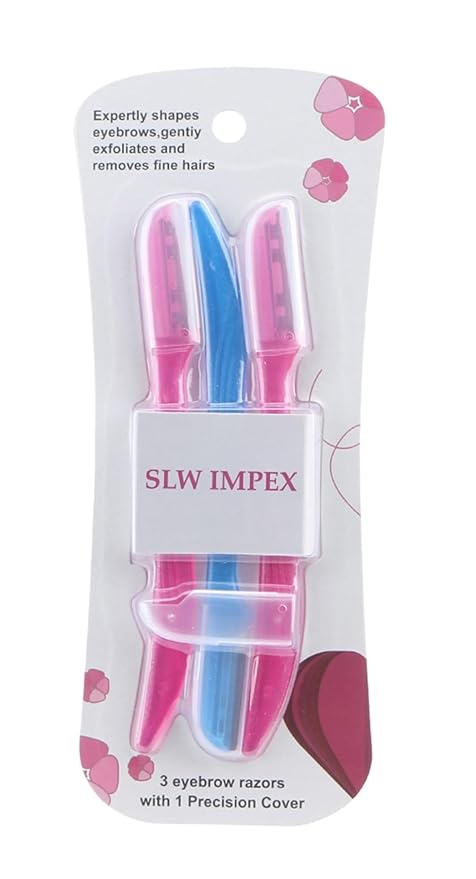 Eyebrow Razors for Women and Men – 3-Pack Facial Hair Remover and Exfoliating Dermaplaning Tool for Eyebrows, Upper Lip, Chin, Forehead – Precision Blade with Cover