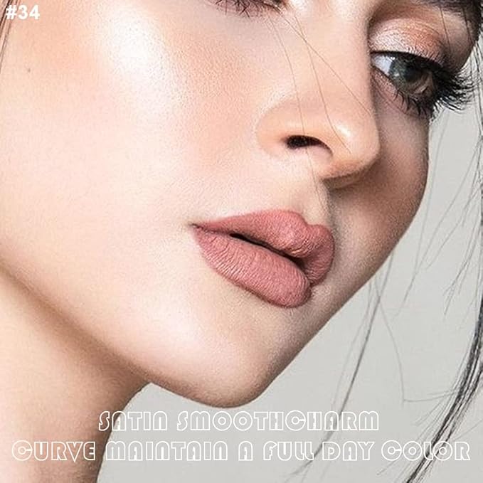 evpct 2Pcs Nude Beige Neutral Color Lip Liner and Matte Lipstick Makeup Sets Vegan Lipstick Lip Liner and Gloss Set Lip Stain Long Lasting Waterproof 24 34#