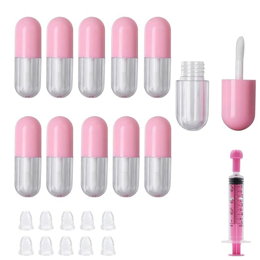10 Pcs 2 ml Empty Lip Gloss Tubes Containers, Lip Balm Bottle with 5 ml Refillable Squeeze Tube