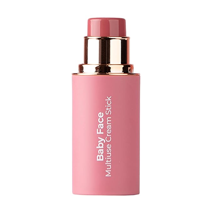 MCoBeauty Baby Face Multi-Use Cream Stick, Lou Lou Deeper Rose Tone Shade, Silky Smooth, Buildable Blush for Eyes, Lips & Cheeks, Vegan, Cruelty Free Cosmetics