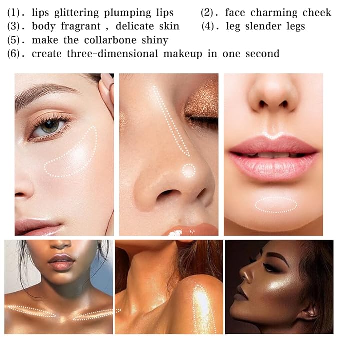 Shimmer Highlighter Palette Brown Color for Black Women,Highlight Face/Body,Long