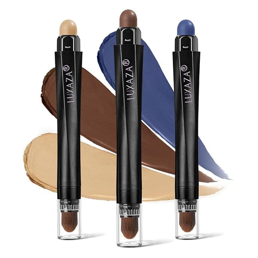 3PCS Eyeshadow Stick,Pro Longwear Matte Eye Shadow Sticks Pencil Crayon-Denim