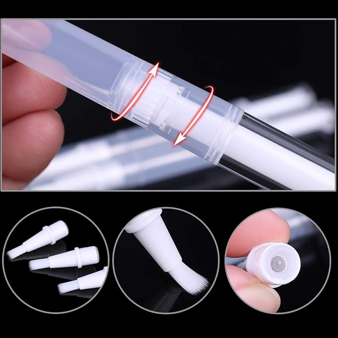 12Pcs 3 ml Empty Nail Oil Pen with Brush Tip, Transparent Twist Pens, Lip Gloss Brush Applicators, Eyelash Growth Liquid Tube Container (12PCS)