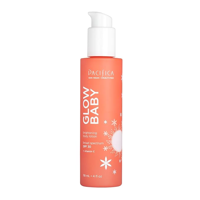 Pacifica Glow Baby Vitamin C SPF 30 Body Lotion – Brightening Daily Moisturizer + Broad Spectrum Sun Protection, Hydrating No White Cast Sunscreen for Glowing Skin, Clean Vegan & Cruelty-Free Skincare