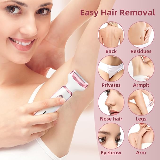 Electric Razor for Women 4 in 1 Rechargeable Painless Body Razors and Facial Hair Remover for Bikini Leg Body Face Underarm