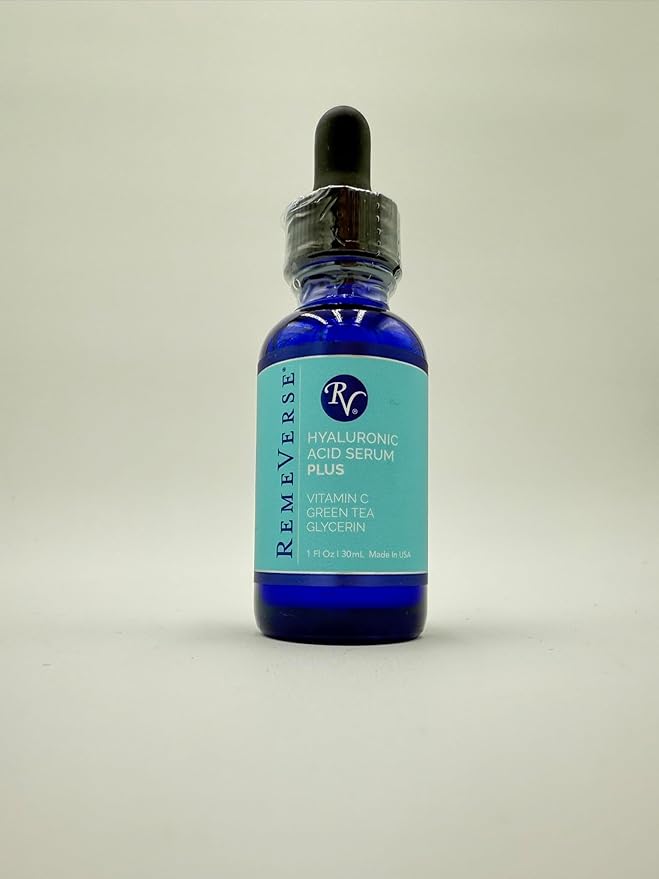 RemeVerse Hyaluronic Acid Serum with Vitamin C & Green Tea Extract - 100% Pure Formulation for Face, Lips & Décolleté - Intense Moisture for Dry Skin & Fine Lines for a Youthful & Plump Look, 1 oz