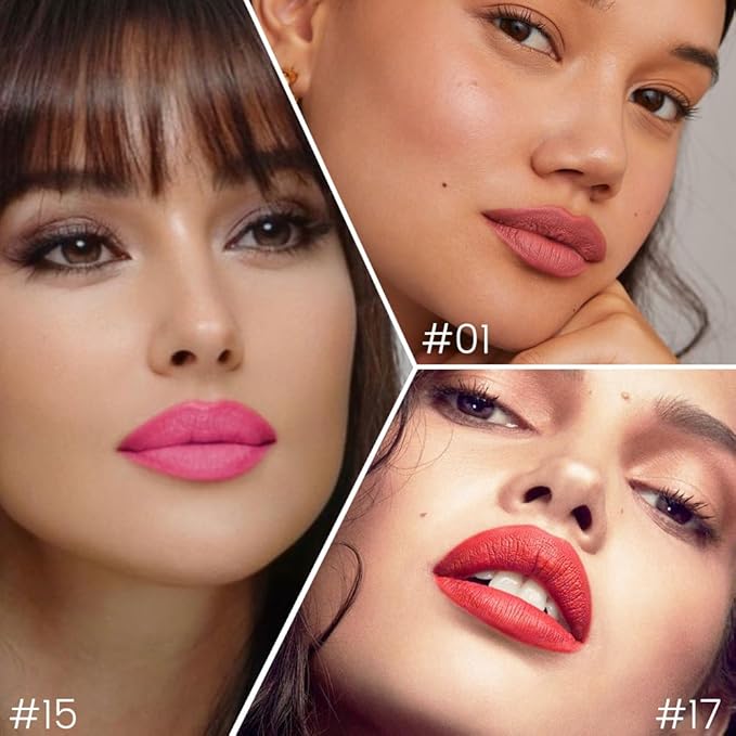 evpct 3Pcs Red Rose Deep Pink Vermilion Red Matte Long Lasting Wear Lip Liner Pencils Makeup Set for Shaping & Sculpting Lips, No Transfer Waterproof Lip Liner Crayon lipliners Lipstick Pencil 1+15+17