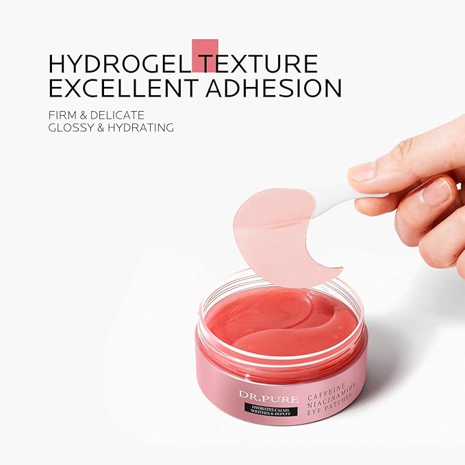 Dr. Pure Under Eye Patches for Puffiness: Caffeine Eye Mask Soothe Fine Lines Wrinkles with Niacinamide Hyaluronic Acid - Reduce Dark Circles Eye Gel Pad (30 Pairs)