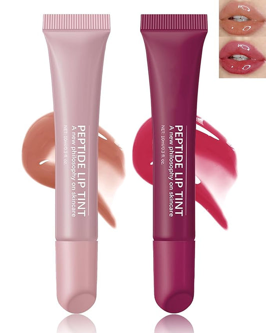 Tinted Lip Balm-2Pcs Rose-Gray Raspberry Peptide Hydrating Lip