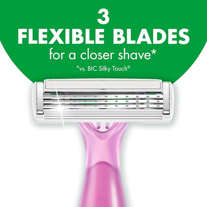 BIC Soleil Escape Women's Disposable Razors, 3 Blades for a Comfortable Shave, Pack of Rose and Magnolia Scented Handle Shaving Razors for Women, 3 Count