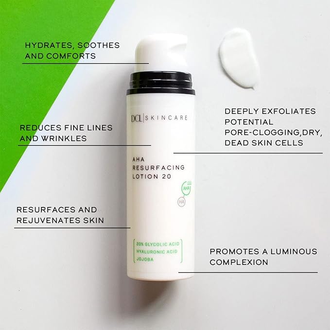 DCL Skincare AHA Resurfacing Lotion 20 with 20% Glycolic Acid, 1.7 Fl oz