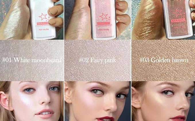 Glitter Powder Highlighter Makeup, Body Brightens the Natural Golden Brown)