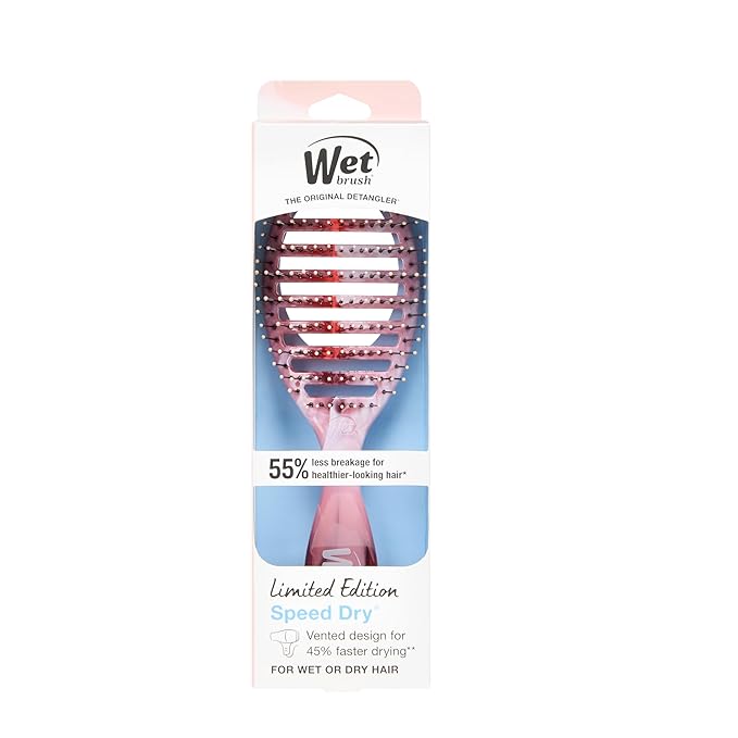 Wet Brush Speed Dry Hair Brush, Pink (Sweet Seaglass) - Vented Design & Soft HeatFlex Bristles Are Blow Dry Safe - Ergonomic Handle Manages Tangles - Pain-Free Hair Accessories